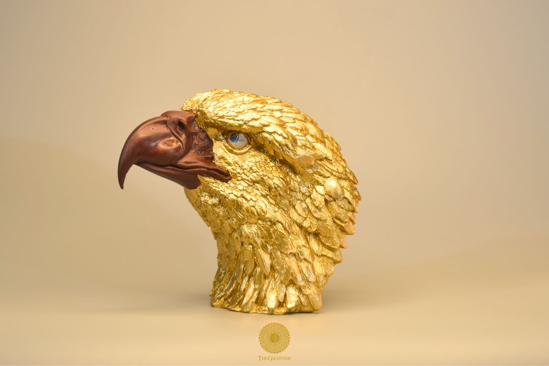 Magnificient Golden Eagle Head Statue - The Gharnish - A Unit of Satkala Creations