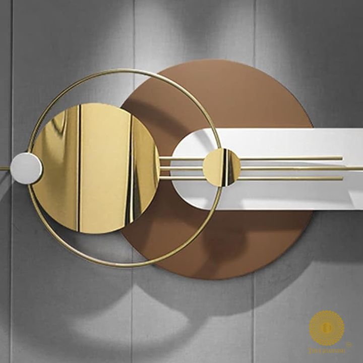 Golden Geomatric Metallic Wall Art (48x25 Inches Approx) - The Gharnish - A Unit of Satkala Creations