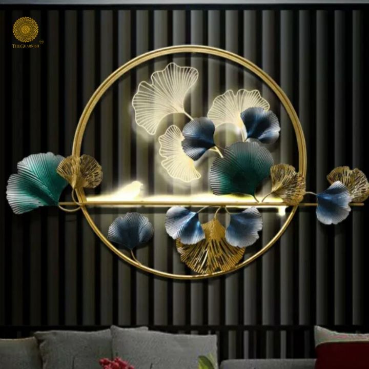 Full Leaf Circle Wall Art (48x32 Inches) - The Gharnish - A Unit of Satkala Creations