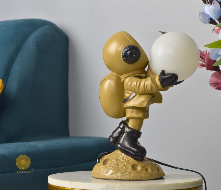 Polyresin Astronaut Holding Bulb Style 2 - The Gharnish - A Unit of Satkala Creations