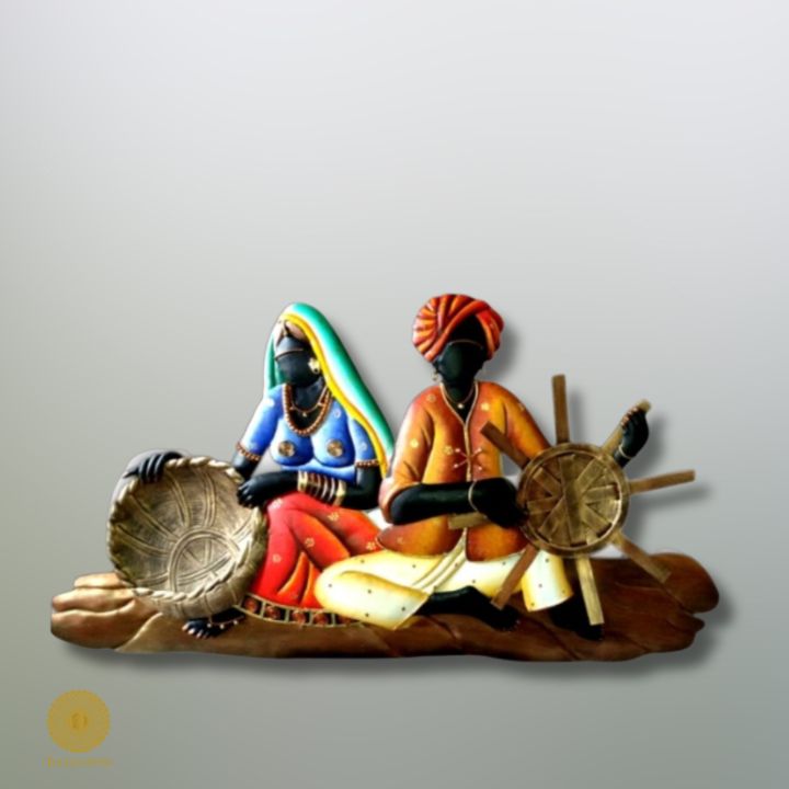 Village Handicraft Wall Art ( 20 x 26 Inches ) - The Gharnish - A Unit of Satkala Creations