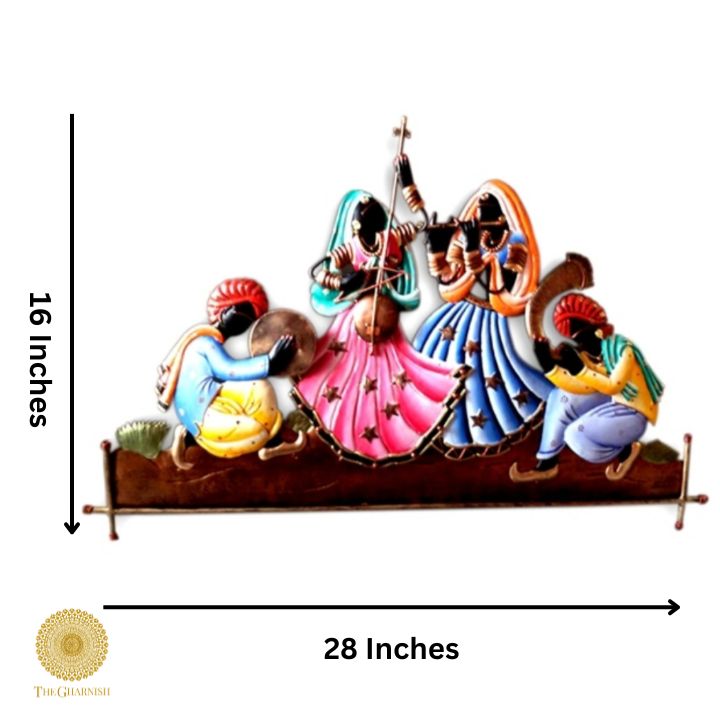 Rajasthani Dance Group Wall Art (28 x16 Inches) - The Gharnish - A Unit of Satkala Creations