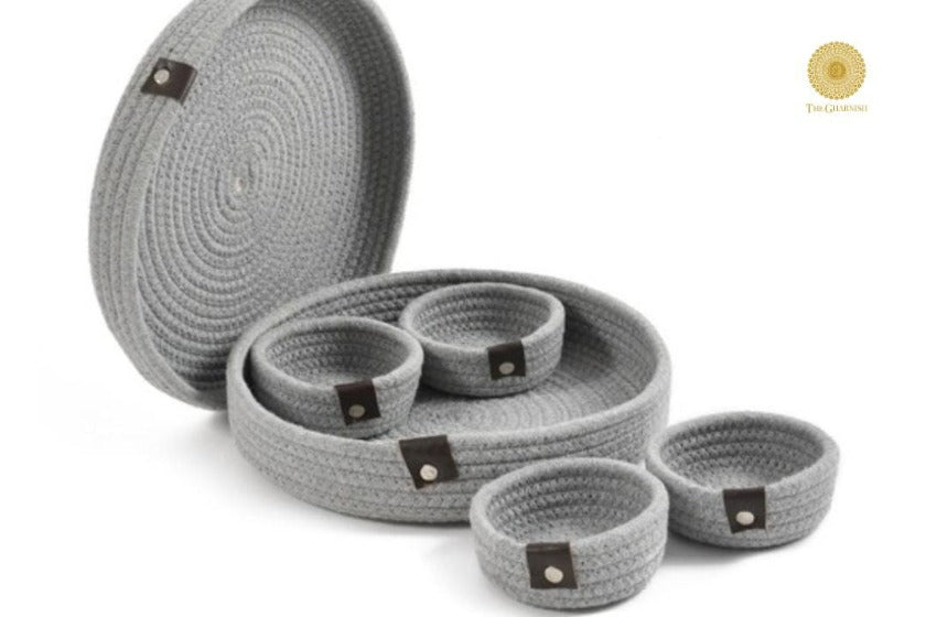 Cotton Rope Dry Fruit Tray Set - The Gharnish - A Unit of Satkala Creations