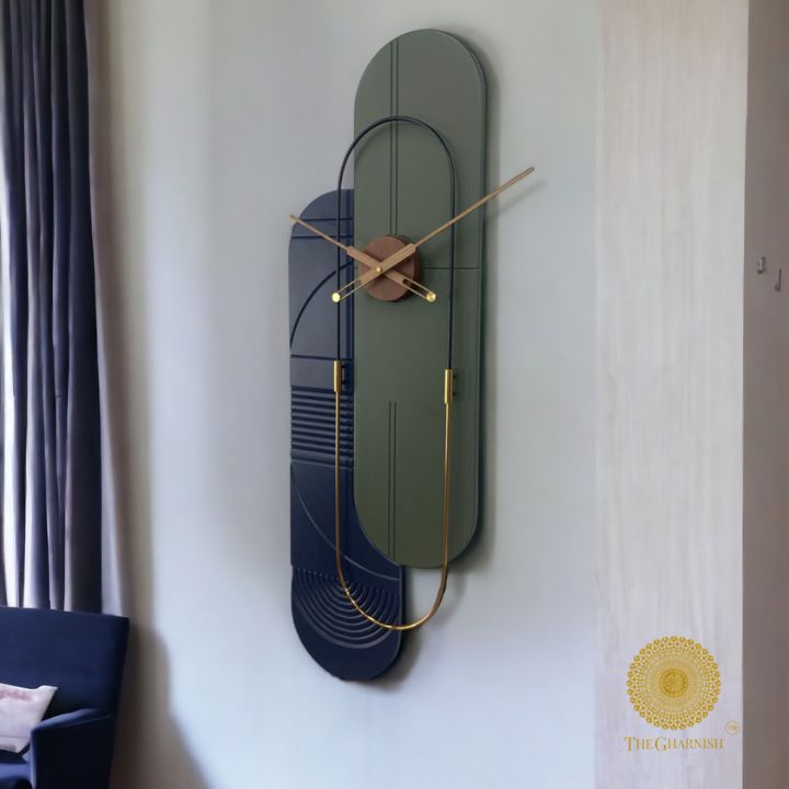 Double Frame Wall Clock (42x14 Inches) on Prepaid Only - The Gharnish - A Unit of Satkala Creations