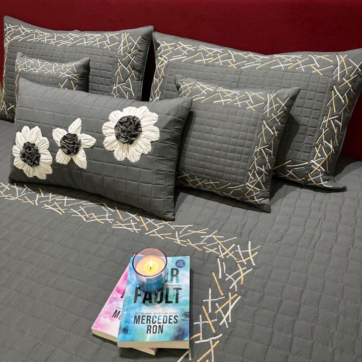 King Size 6 Pcs Quilted Bedcovers Set - The Gharnish - A Unit of Satkala Creations
