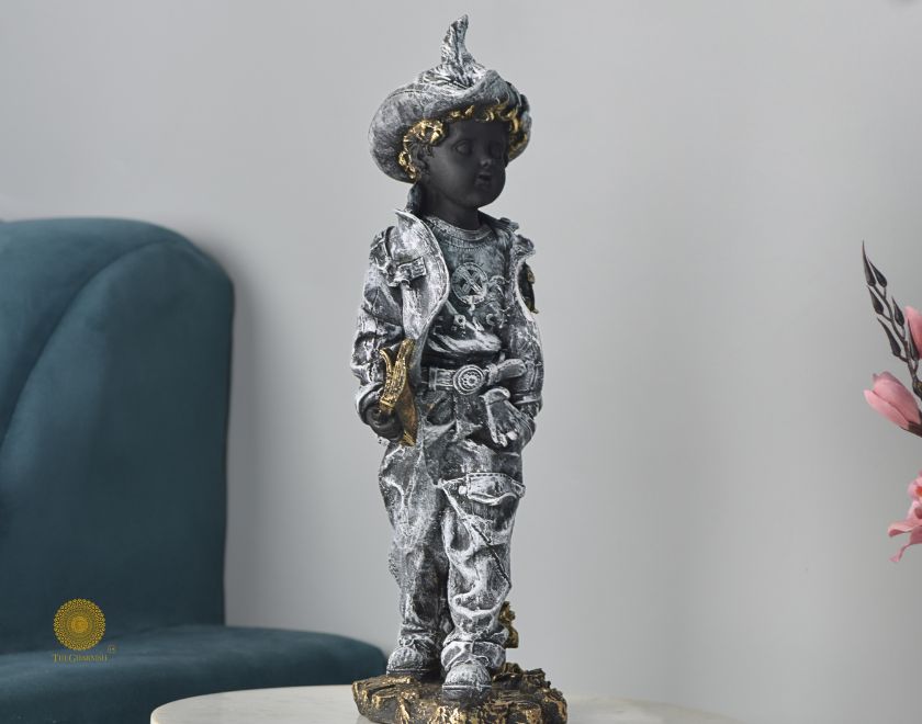 Ancient Antique Golden Boy Statue - The Gharnish - A Unit of Satkala Creations