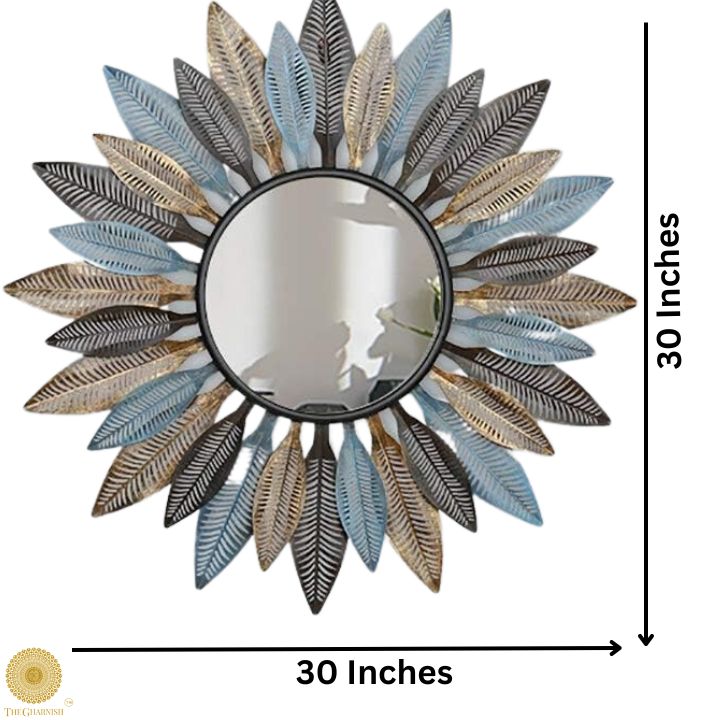 Designer Multiple Leaf Wall Mirror (30 Inches Dia) - The Gharnish - A Unit of Satkala Creations