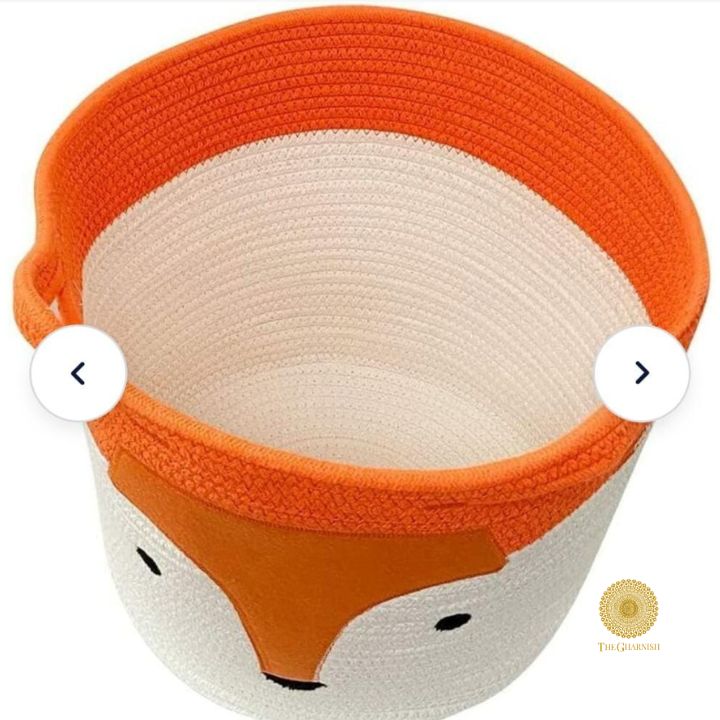 Cute fox Woven Storage Basket - The Gharnish - A Unit of Satkala Creations