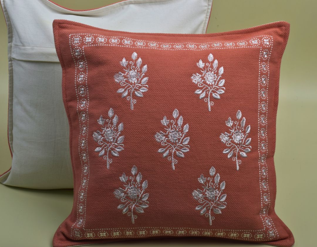 Pure Cotton Embroidered Cushion Covers – Elegance in Every Stitch - The Gharnish - A Unit of Satkala Creations
