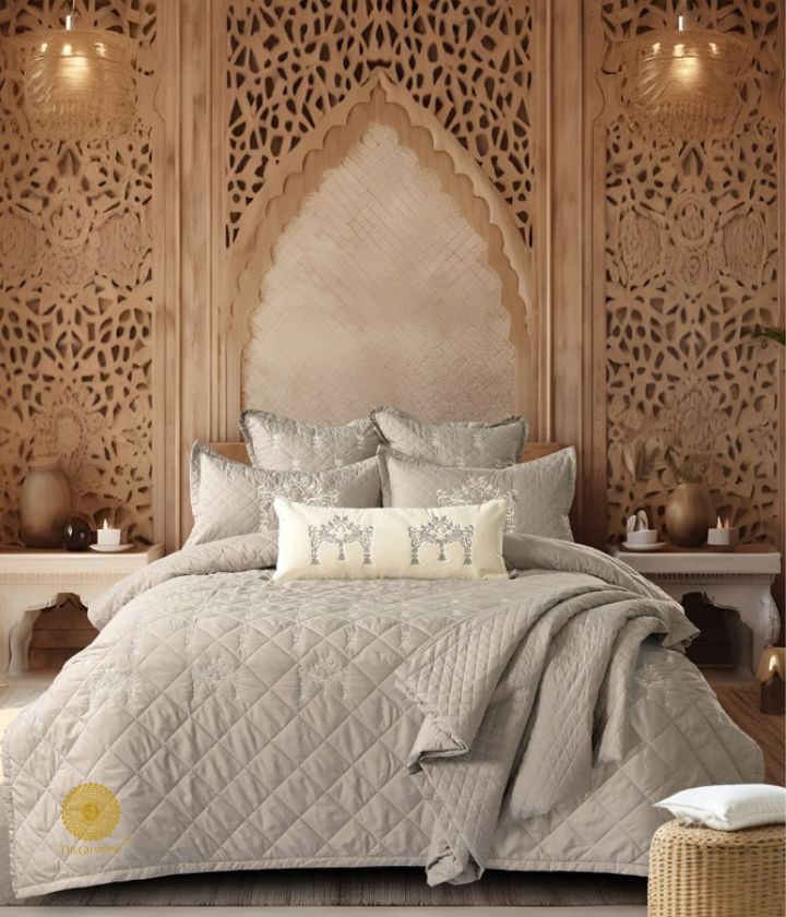 Wedding Bells Designer & Luxurious 7 Pcs Bedding Set / Premium Collection - The Gharnish - A Unit of Satkala Creations