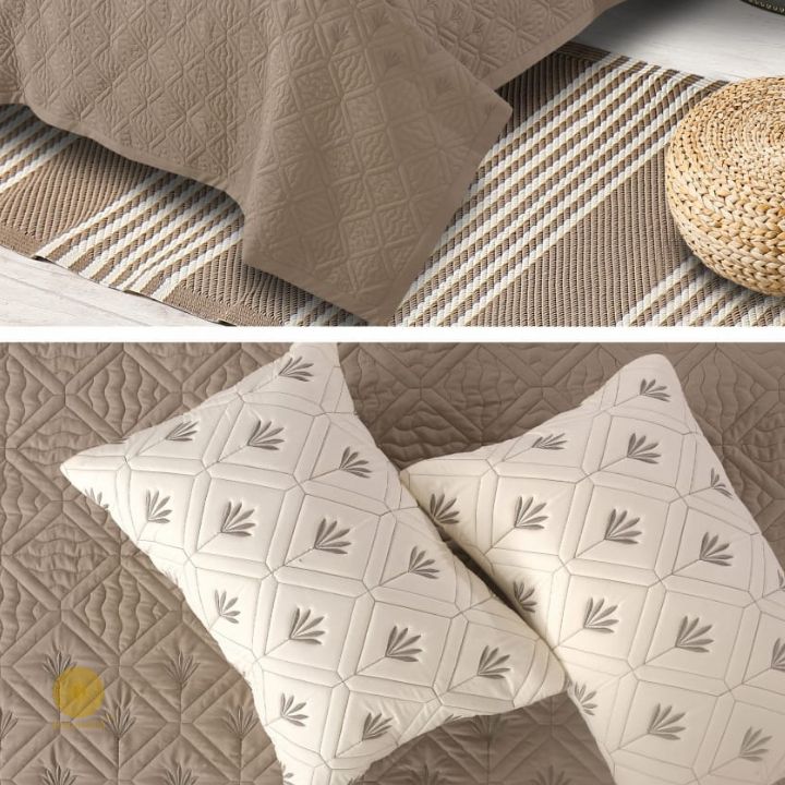Beautiful Embrodeiry Croma Quilted Bedcover Set - The Gharnish - A Unit of Satkala Creations