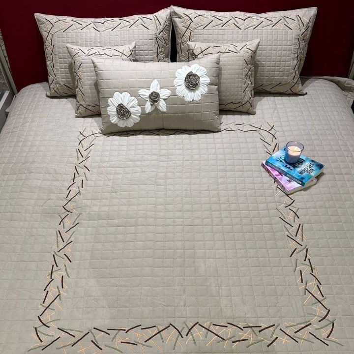 King Size 6 Pcs Quilted Bedcovers Set - The Gharnish - A Unit of Satkala Creations