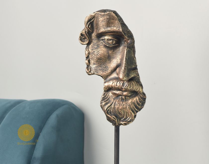 Roman Half Face Man Statue (6x22 Inches) - The Gharnish - A Unit of Satkala Creations