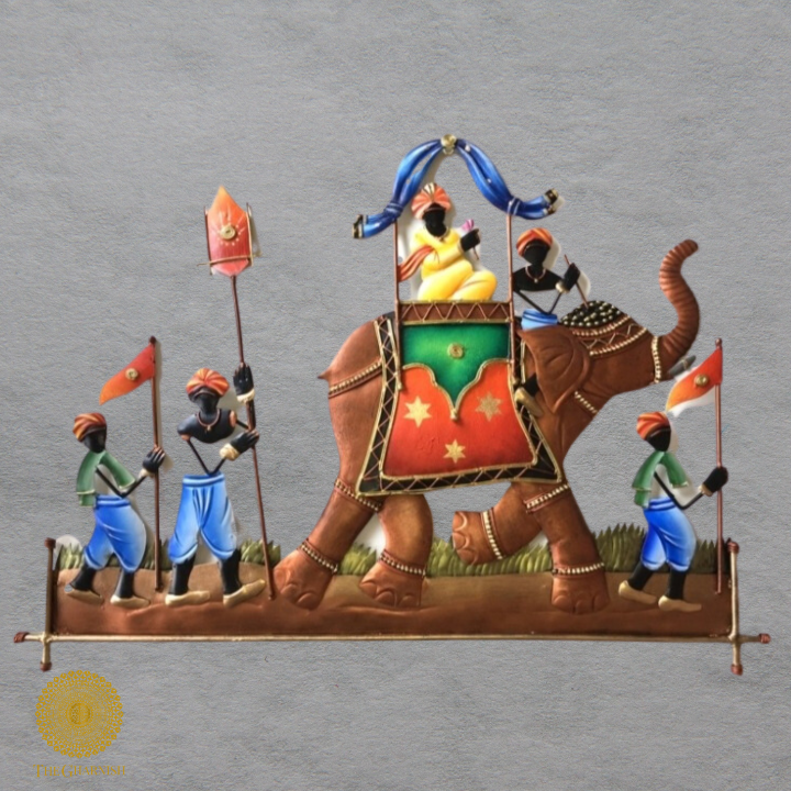 Maharaj Sawari Metallic Wall Art ( 28 x 20 Inches ) - The Gharnish - A Unit of Satkala Creations