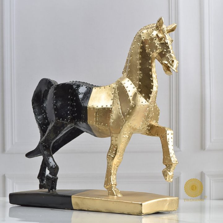 Stallion Nailed Horse Resin Statue - The Gharnish - A Unit of Satkala Creations