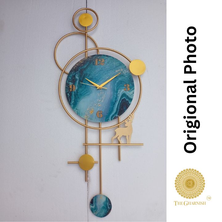 Deer Circles Wall Clock (15 x 36 Inches ) - The Gharnish - A Unit of Satkala Creations