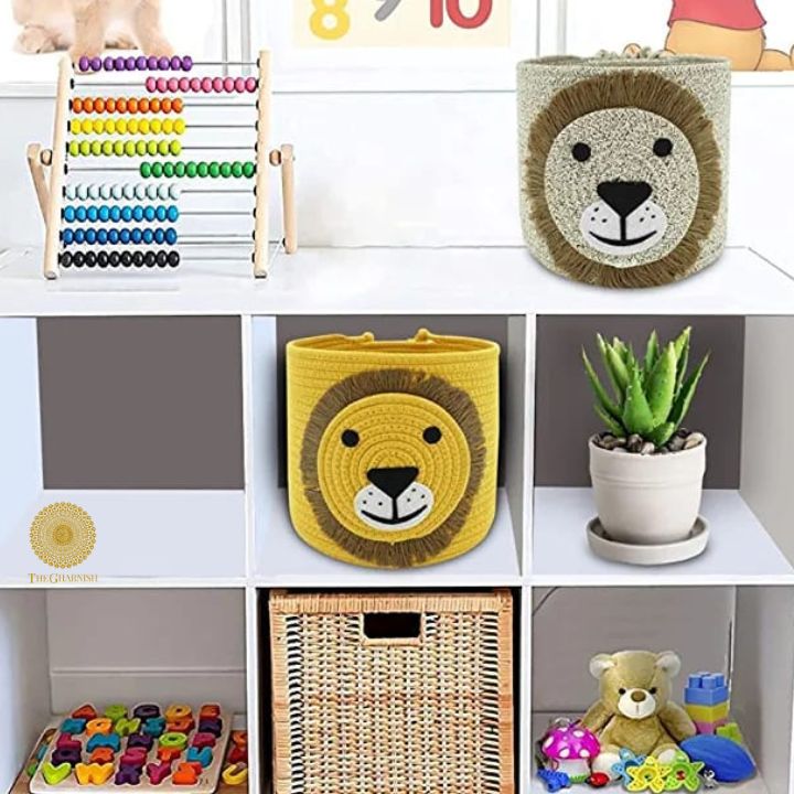 Cute Lion Face Cotton Rope Multipurpose Basket - The Gharnish - A Unit of Satkala Creations
