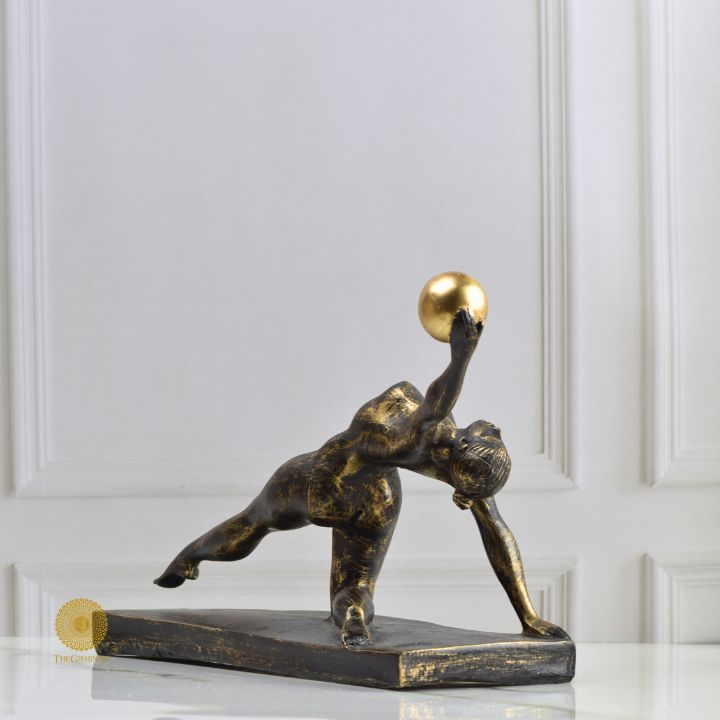 Yoga Lady With Golden Ball Figurine - The Gharnish - A Unit of Satkala Creations