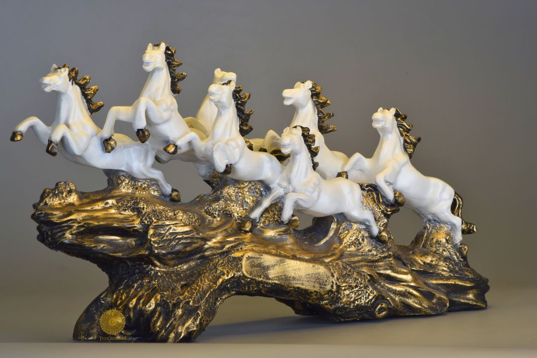 White Seven Horse for Vastu and Home Living - The Gharnish - A Unit of Satkala Creations