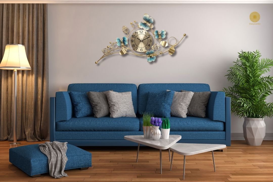 Spring & Butterfly Wall Clock - 36 x 21 Inches - The Gharnish - A Unit of Satkala Creations
