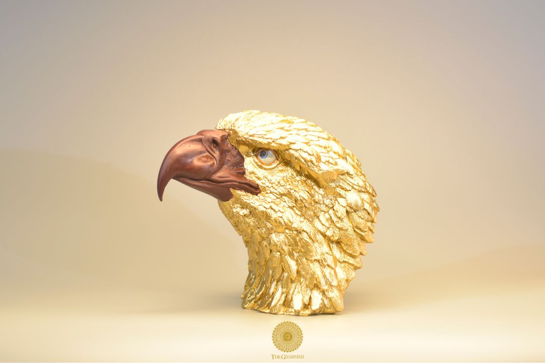 Magnificient Golden Eagle Head Statue - The Gharnish - A Unit of Satkala Creations