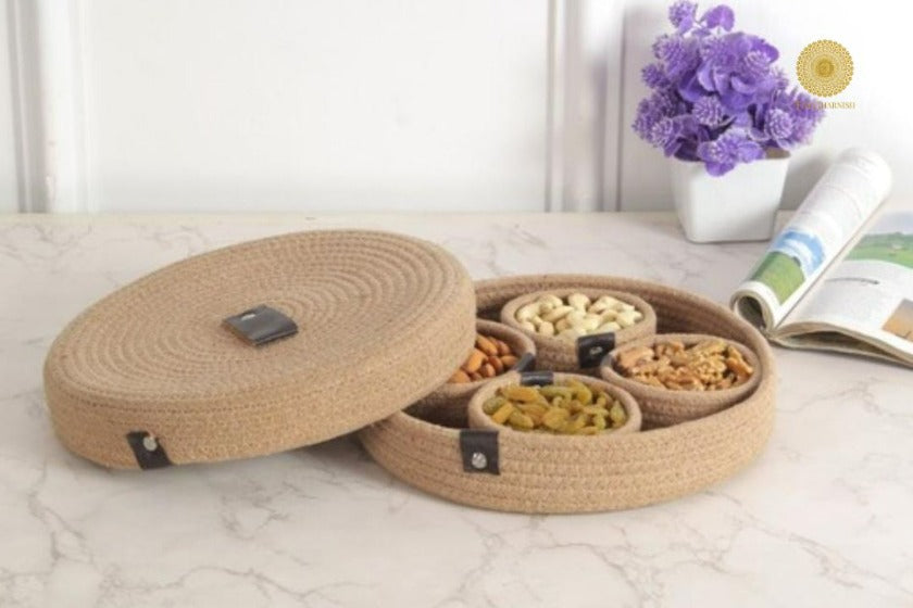 Cotton Rope Dry Fruit Tray Set - The Gharnish - A Unit of Satkala Creations