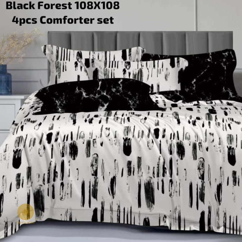 Black Forest 4 Pieces REVERSIBLE Comforter Set - The Gharnish - A Unit of Satkala Creations