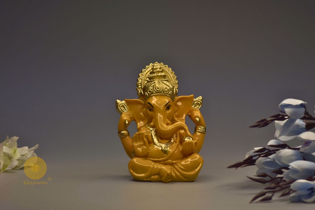 Mini Ganesha Statue - Yellow - The Gharnish - A Unit of Satkala Creations