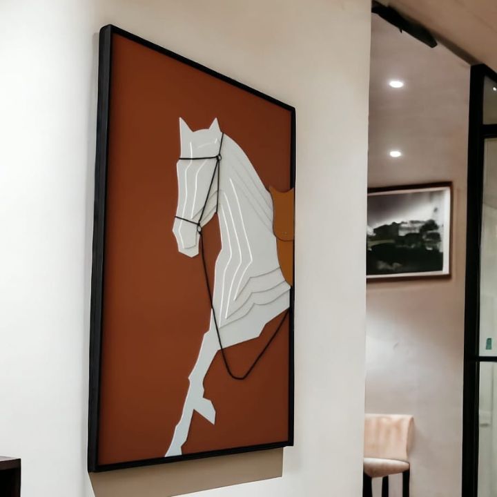 Wooden Brown Stereoscopic horse art Modern light luxury Abstract Large Wall Art - The Gharnish - A Unit of Satkala Creations