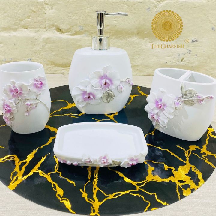Elegance Ceramic Dispenser Set - The Gharnish - A Unit of Satkala Creations