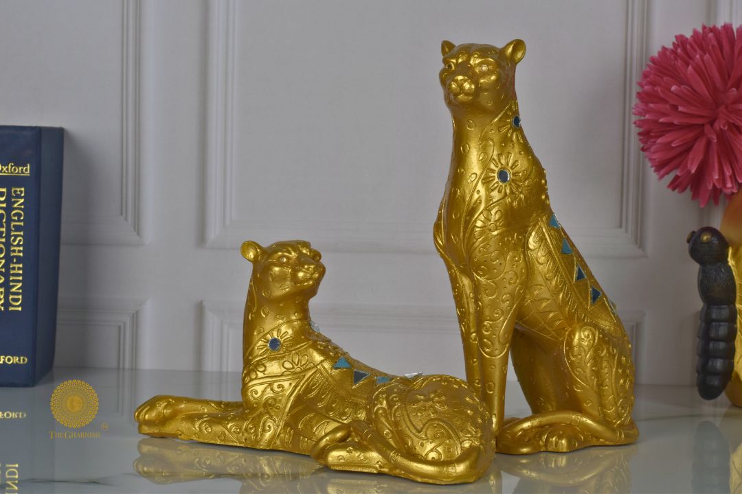 Golden Leopard Figurine - The Gharnish - A Unit of Satkala Creations