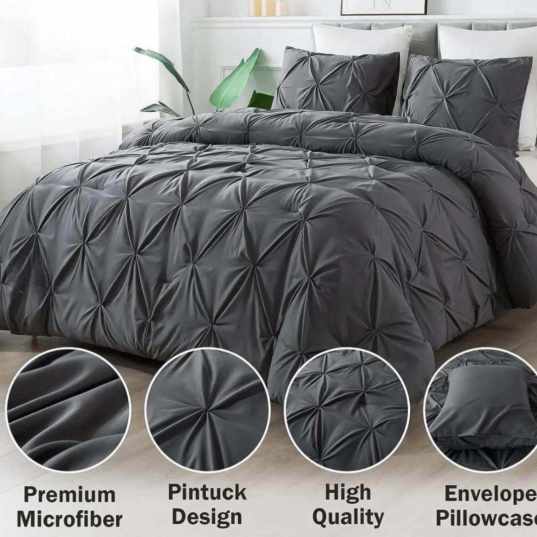 Super Premium King Size Cotton Blend Solid Reversible Comforter 4 Pcs Set - The Gharnish - A Unit of Satkala Creations
