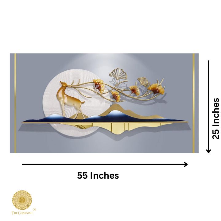 Divine Nature Deer Wall Art (55x25 Inches) - The Gharnish - A Unit of Satkala Creations