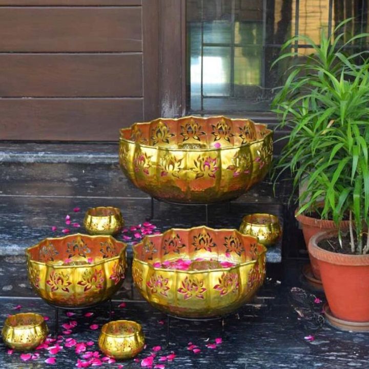 Bowl Urli with Lotus Jali - The Gharnish - A Unit of Satkala Creations