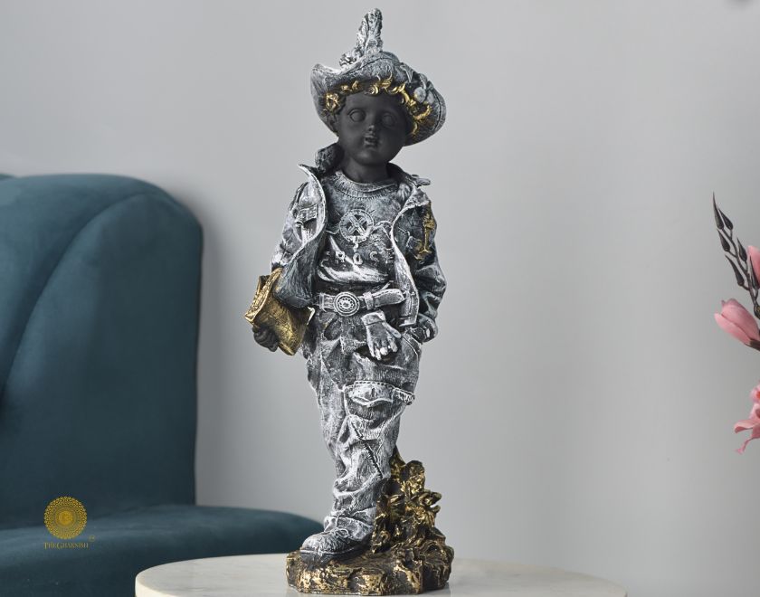 Ancient Antique Golden Boy Statue - The Gharnish - A Unit of Satkala Creations