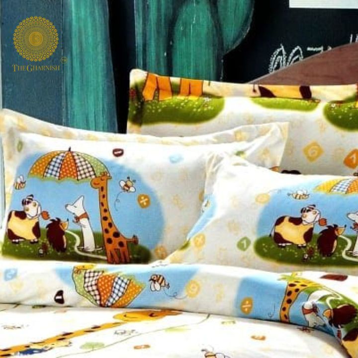 Jungle Party Kiddos Bedsheet in the Bedroom - The Gharnish - A Unit of Satkala Creations