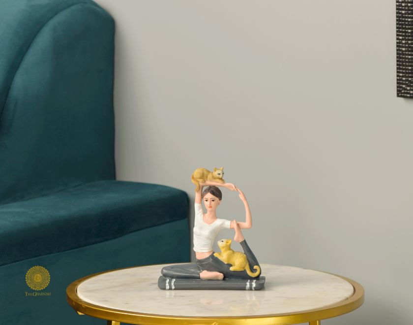 Cat Yoga Showpiece - The Gharnish - A Unit of Satkala Creations