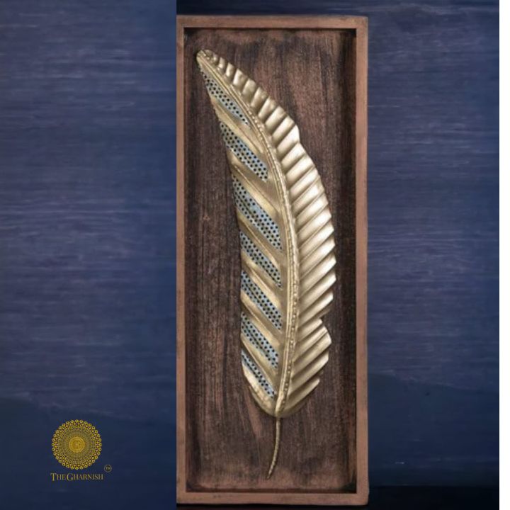 Wooden Frame Abby Leaf Wall Art (8x20 Inches) - The Gharnish - A Unit of Satkala Creations
