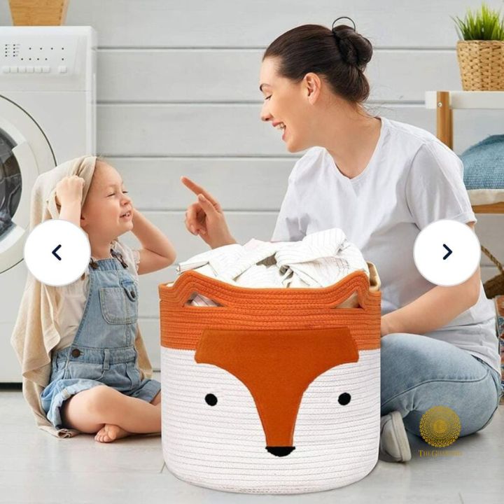 Cute fox Woven Storage Basket - The Gharnish - A Unit of Satkala Creations