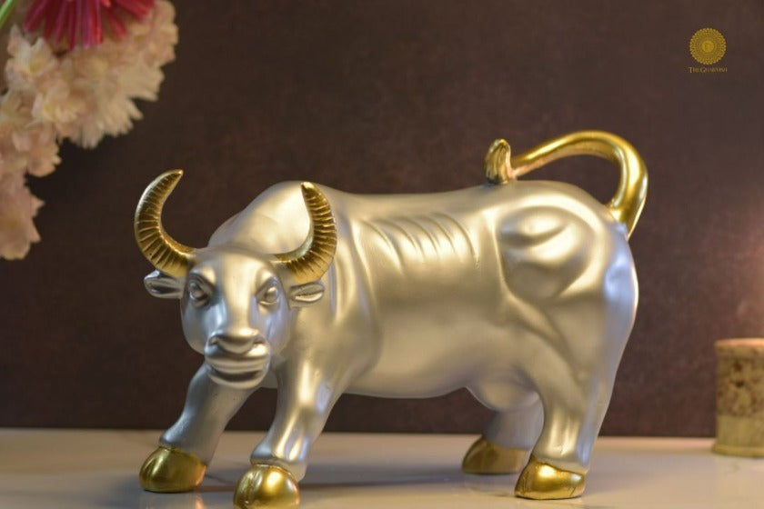 Bull of Wall Street Figurine Silver - The Gharnish - A Unit of Satkala Creations