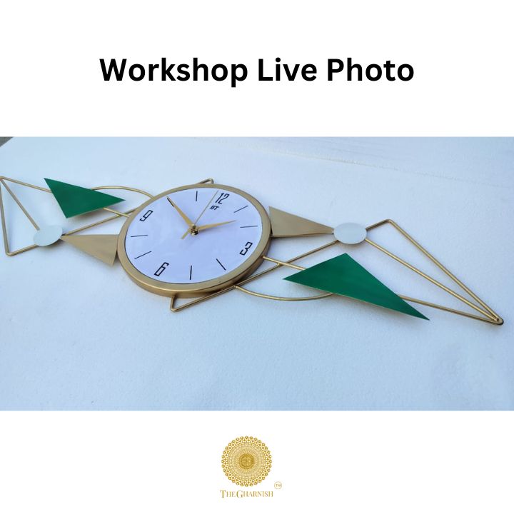 Decorative Geomatric Wall Clock (12x37 Inches) - The Gharnish - A Unit of Satkala Creations