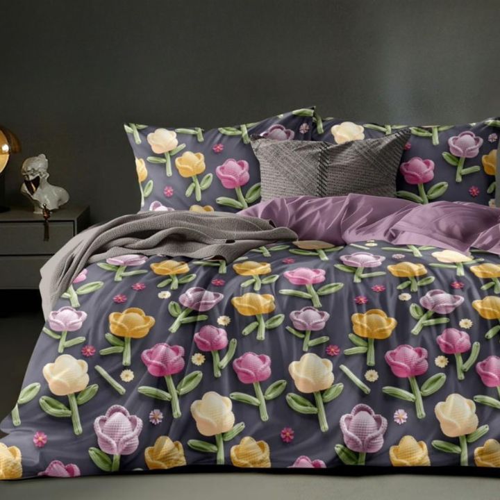 Super King Size 7D Digital Prints Bedsheet Set - The Gharnish - A Unit of Satkala Creations