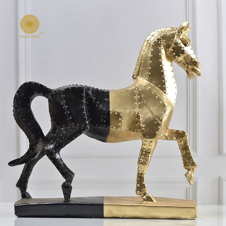 Stallion Nailed Horse Resin Statue - The Gharnish - A Unit of Satkala Creations