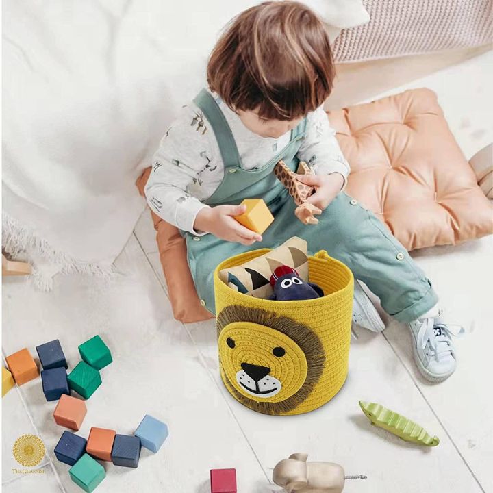 Cute Lion Face Cotton Rope Multipurpose Basket - The Gharnish - A Unit of Satkala Creations