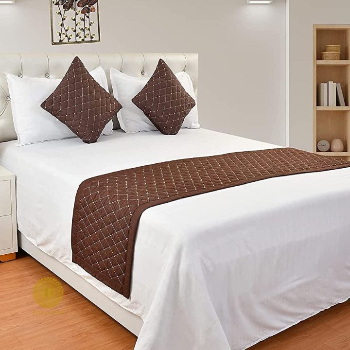 Quilted Bed Runner With Cushion Cover - The Gharnish - A Unit of Satkala Creations