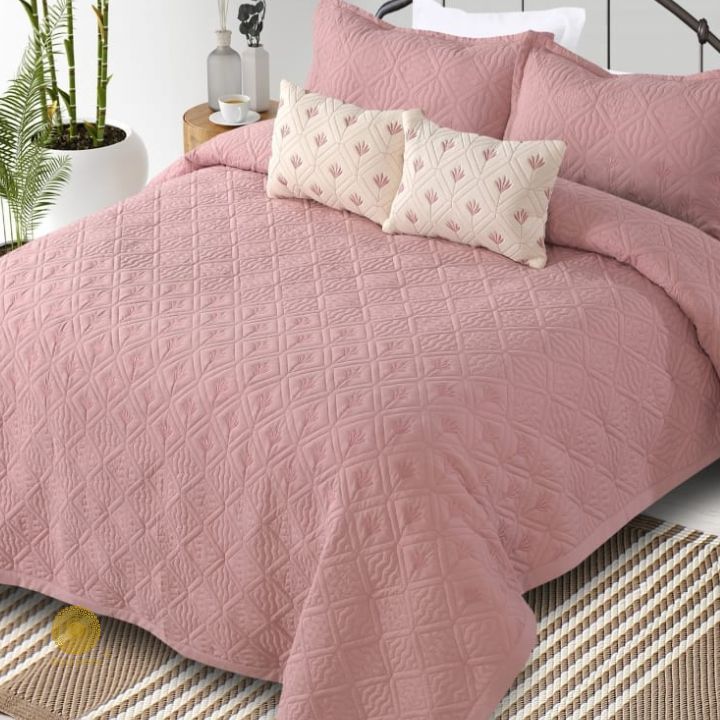 Beautiful Embrodeiry Croma Quilted Bedcover Set - The Gharnish - A Unit of Satkala Creations