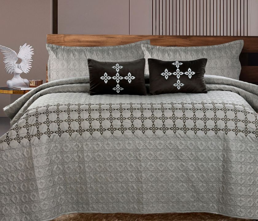 Alpine Premium Quilted Double Bed Super Soft Embossed Embroidered 5-Piece Bedding Set - The Gharnish - A Unit of Satkala Creations