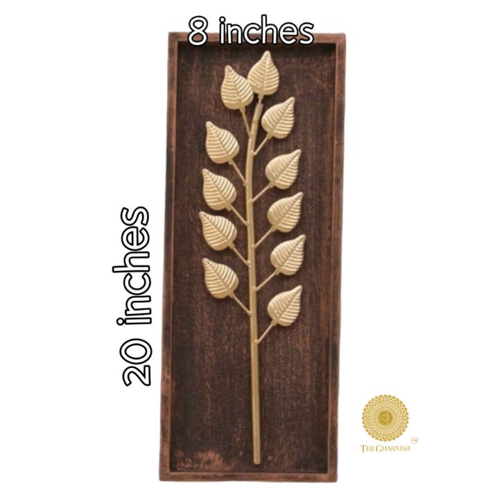 Wooden Frame Leaf Wall Art (8x20 Inches) - The Gharnish - A Unit of Satkala Creations