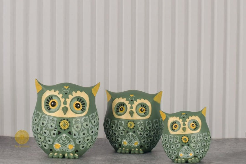 Designer Owl Set of 3 Home Decor Accent - The Gharnish - A Unit of Satkala Creations