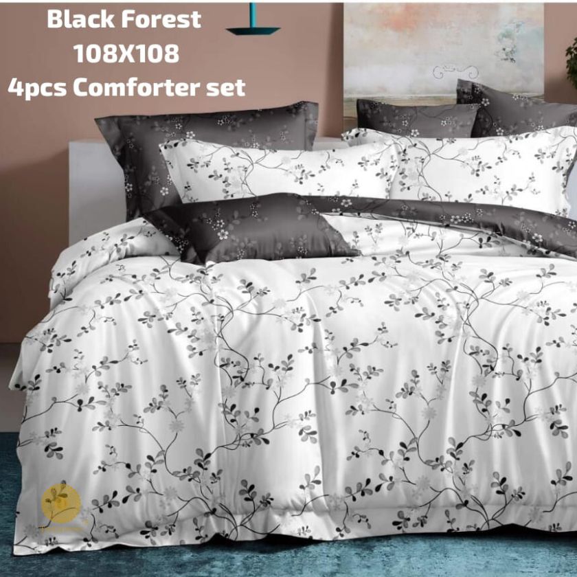 Black Forest 4 Pieces REVERSIBLE Comforter Set - The Gharnish - A Unit of Satkala Creations